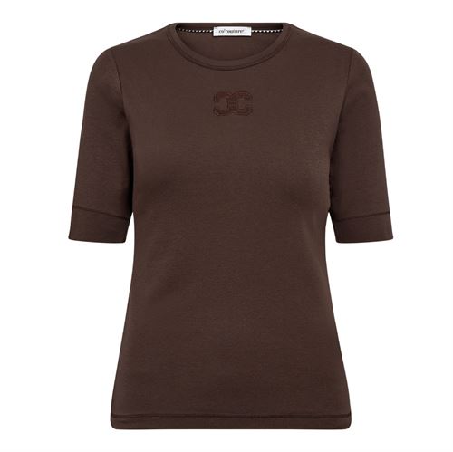 CO`COUTURE T-SHIRT, GRANNYCC EMBROIDERY SS TEE, MOCCA